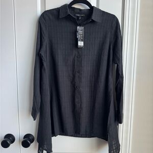 NWT 100% Cotton Black Textured Button Down